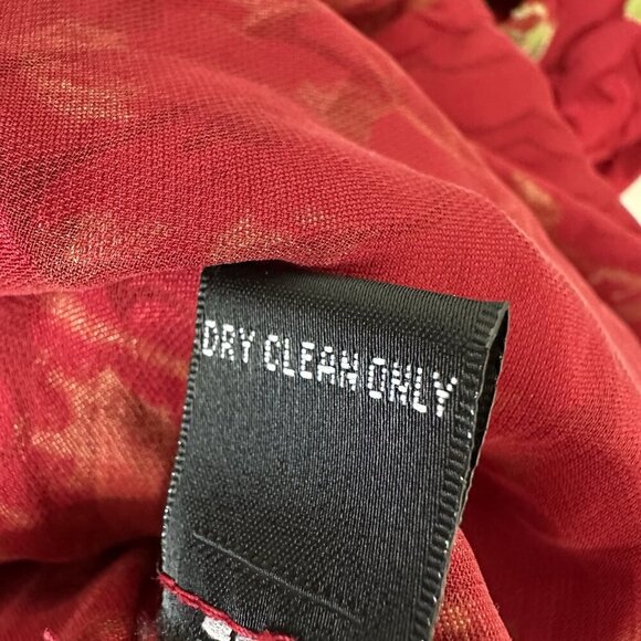 Juliana Collezione Drape front Blouse Red Silk Blend Paisley Size 12 - Picture 9 of 11